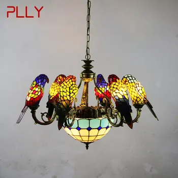 Люстра PLLY Tiffany Parrot LED Винтажный Креативный Подвесной светильник из цветного стекла, декор для дома, гостиной, спальни, отеля