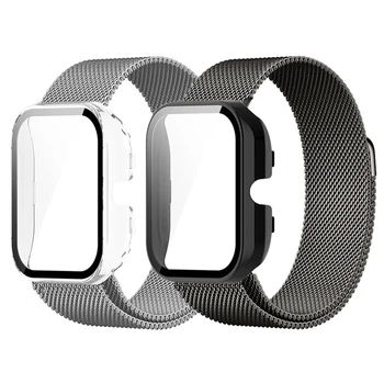 Магнитный ремешок в чехле для Amazfit GTS 4 Mini Аксессуары для часов Металлический браслет для amazfit gts 4 mini Защитный чехол в виде ракушки