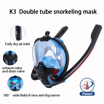 Маска для подводного плавания, силиконовая маска для подводного плавания с двойной трубкой, маска для подводного плавания для взрослых, очки для подводного плавания, автономное подводное дыхание