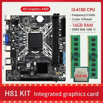 Материнская плата H81G LGA 1150 с процессором core I3-4150 DDR3 8 ГБ * 2 1600 МГц = 16 ГБ оперативной памяти ПК, поддержка USB3.0 SATA3.0