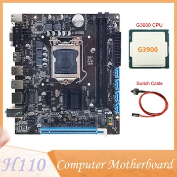 Материнская плата настольного компьютера H110 Поддерживает процессор LGA1151 поколения 6/7, Двухканальную память DDR4 + Процессор G3900 + Кабель переключения