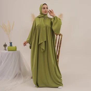 Мерцающая Абая Дубай Турция Мусульманское Платье-Хиджаб Свободная Исламская Одежда Повседневная Женская Скромный Наряд Рамадан Ид Кафтан (Шарф в комплекте)