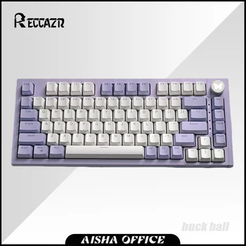 Механическая клавиатура RECCAZR KW75S Hot Swap 81 клавиша Многофункциональная ручка RGB Трехрежимная беспроводная клавиатура для ноутбука PC Gamer