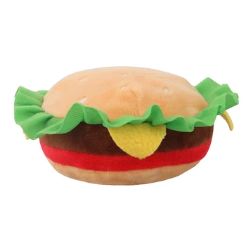 Милая плюшевая пищащая мягкая игрушка для собак, Гамбургер с пищалкой