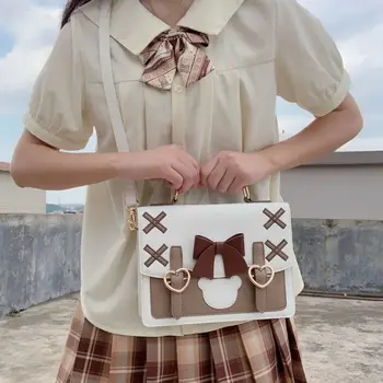 Милые рюкзаки JK для девочек в японском стиле в стиле Лолиты, милые студенческие сумки через плечо с бантом и медвежьей пряжкой, портфели, сумки