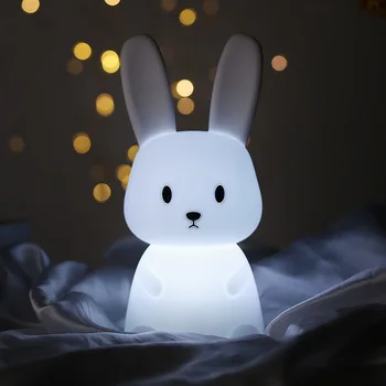 Милый силиконовый ночник, Кролик, Кит, кошка, сенсорный датчик, Перезаряжаемая прикроватная лампа для спальни для детей, подарок для ребенка