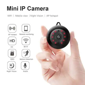 МИНИ-IP-камера, беспроводное маленькое видеонаблюдение, WIFI 1080P, домашняя безопасность, Инфракрасное ночное видение, Обнаружение движения, слот для SD-карты, Аудиоприложение V380