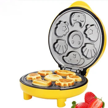 Мини-электрическая вафельница Разной формы, машина для приготовления нелипких блинов для завтрака на 7 тортов, Кухонный прибор