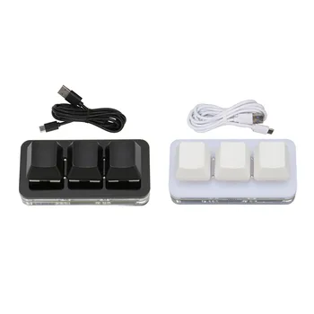 Миниклавиатура USB с 3 клавишами и Rgb светодиодной подсветкой для игр и макропрограммирования, совместимая с Windows Mac и Linux