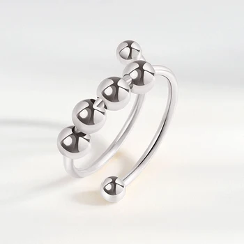 Минималистский непоседа тревога кольцо для женщин Модные рельефные круглые бусины ювелирных изделий антистресс вращать Spinner кольца для девочек подарки на день рождения