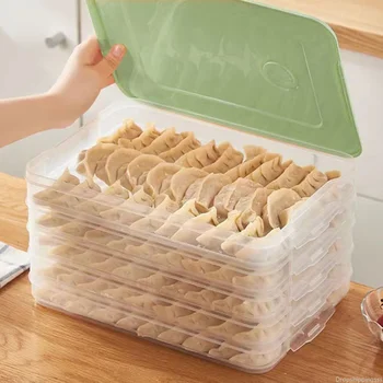 Многослойная коробка для пельменей Контейнер для хранения продуктов Пластиковый кейс для хранения холодильника Домашний органайзер Зерна Кухонный органайзер