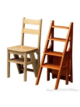 Многофункциональный табурет-стремянка из бамбука и дерева для домашнего использования, деревянный складной утолщенный стул для лестницы, переносной Подъемный двойной