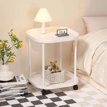 Мобильные тумбочки для спальни Скандинавский макияж Минималистичный Белый прикроватный столик на колесиках Kawaii Pretty Table De Chevet Мебель для дома