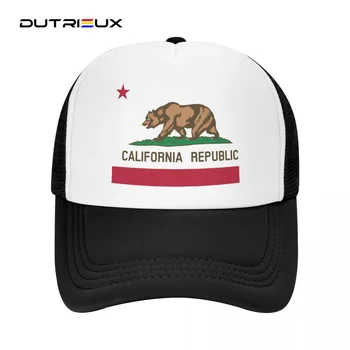 Модная брендовая бейсболка с изображением Медведя, Флаг Республики Калифорния, Дышащие Мужские Женские летние Сетчатые кепки Htas