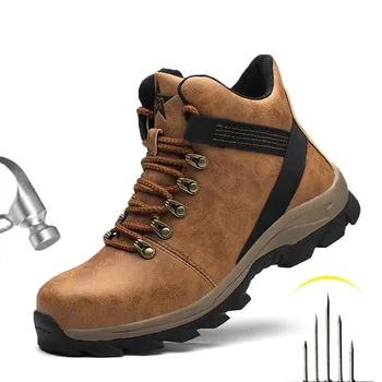 Модная защитная обувь CHNMR, мужские ботинки на платформе с защитой от ударов и стальным носком, устойчивые к проколам, неразрушаемые рабочие ботинки