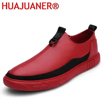 Модная кожаная обувь, мужские лоферы, Удобная повседневная обувь на мягкой подошве, мужские красные кроссовки, роскошные туфли на плоской подошве, мужская обувь на шнуровке