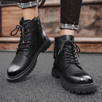 Модная мужская обувь из натуральной кожи на шнуровке, новое поступление 2023 года, мужские пустынные тактические военные ботинки, Классические мужские деловые уличные ботинки
