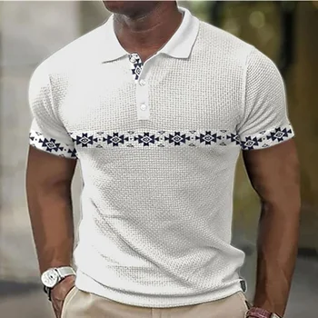 Модная мужская рубашка поло с 3D принтом в полоску, повседневные футболки свободного размера с коротким рукавом, уличные крутые топы, летняя мужская одежда