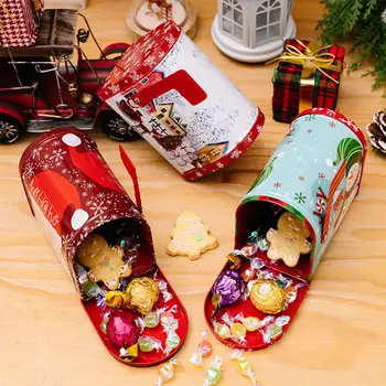 Модная Рождественская жестяная коробка, подарочная жестяная коробка для душа, Праздничная Рождественская коробка с орнаментом в форме почтового ящика, создайте яркую цветную рождественскую коробку