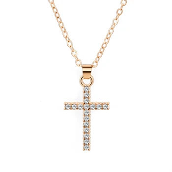 Модное ожерелье с подвеской из горного хрусталя Ювелирные изделия с Иисусом для женщин мужчин Золотого, серебряного цвета, Цепочка для влюбленных, Ювелирные подарки Оптом
