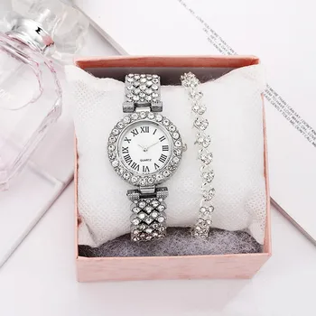 Модные женские часы с римским рисунком, инкрустированные бриллиантами, женские часы, кварцевые часы, часы-браслет Reloj De Mujer 2023