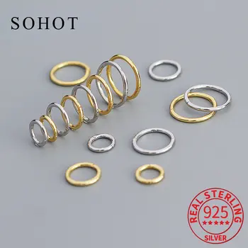 Модные Серьги-кольца Huggies из настоящего серебра 925 пробы, круглые Серьги-кольца из золота 18 карат, геометрические изысканные ювелирные изделия, минималистичная бижутерия