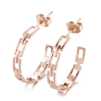 Модные серьги-кольца цвета серебристого розового золота в стиле панк из нержавеющей стали с геометрическим кругом, ювелирные изделия для женщин