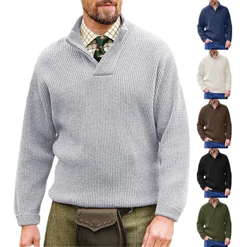 Модный мужской однотонный повседневный пуловер с длинными рукавами и V образным вырезом, свитер свободного кроя, мужское зимнее рабочее пальто, длинное официальное пальто