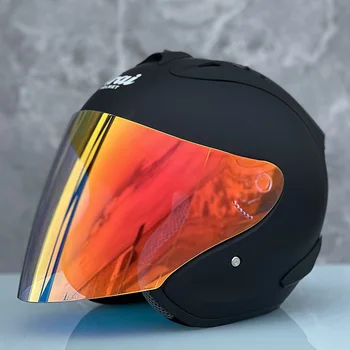 Мотоциклетный шлем с открытым лицом 3/4 Ram4, МАТОВЫЙ ЧЕРНЫЙ, для езды по мотокроссу, мотобайковый шлем Casco De Motocicleta