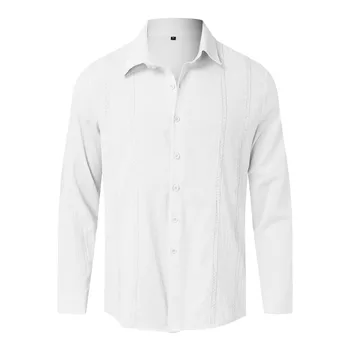 Мужская весенне-осенняя повседневная модная рубашка с отворотом и длинным рукавом