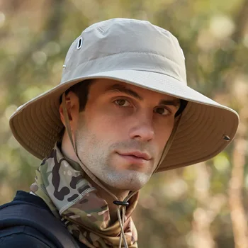Мужская кепка с дышащими полями, летняя Солнцезащитная кепка с защитой от ультрафиолета, кепки Boonie с длинными широкими полями, мужская кепка для рыбалки на открытом воздухе