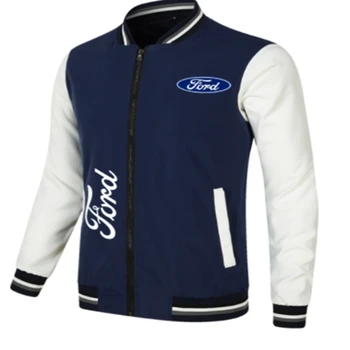Мужская Новая весенне-осенняя мужская повседневная спортивная свободная бейсбольная куртка с логотипом FORD на молнии, тонкое байкерское пальто H