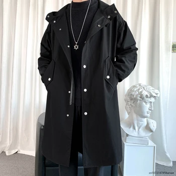 Мужская осенняя новая куртка с капюшоном, Корейская уличная одежда, пальто оверсайз, Корейская уличная одежда, Модная Мужская одежда в стиле хип-хоп, свободные куртки