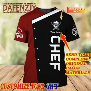 Мужская футболка Chef Custom Your Name с 3D принтом, футболка Harajuku с коротким рукавом, топ по индивидуальному заказу
