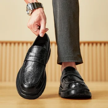 Мужские Лоферы; Модная Летняя обувь 2023 года; Новая Удобная Мужская обувь на плоской подошве; Брендовая Кожаная Классическая Мужская Повседневная обувь В Оригинальном стиле
