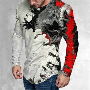 Мужские футболки Y2k, винтажная одежда, футболка с длинным рукавом, весенняя мужская одежда с 3D-принтом, футболка оверсайз с длинным рукавом