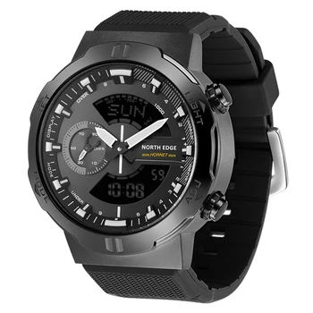 Мужские цифровые часы NORTH EDGE 2022 HORNET, спортивные часы для бега, армейские водонепроницаемые наручные часы мирового времени длиной 50 метров