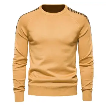 Мужской свитер с круглым вырезом, однотонный базовый пуловер, Хлопковый повседневный трикотаж высокого качества, теплый мужской черный свитер, винтажный свитер