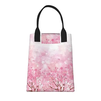 Мультяшные вишневые деревья, большая модная сумка для покупок с ручками, многоразовая хозяйственная сумка из прочной винтажной хлопчатобумажной ткани