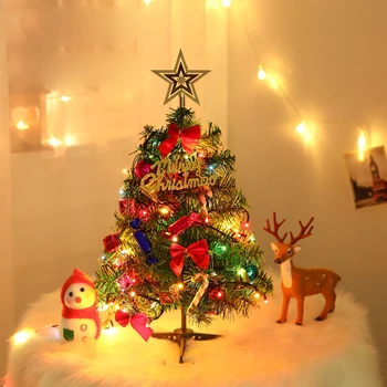 набор для Рождественской елки 50 см, Рождественский Декор с подсветкой, Настольные Мини-Украшения для Рождественской Елки, Подарок для новогодней вечеринки Navidad