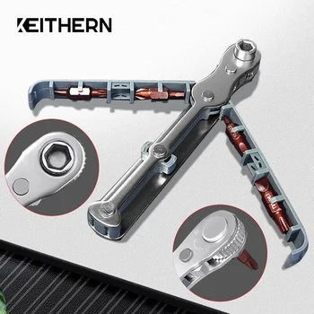 Набор отверток с храповым механизмом KEITHERN, Многофункциональный двунаправленный ключ, Шестигранная отвертка, прямоугольный Набор бытовых мини-инструментов для ремонта.