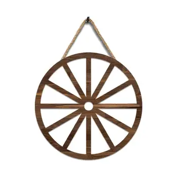 Настенный декор с деревянным колесом, настенный декор колеса, Переносное деревянное украшение фермерского дома в деревенском стиле для наружного внутреннего дворика, бара, гаража