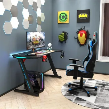Настольный светильник для киберспорта, роскошные компьютерные столы, настольный компьютер, домашнее интернет-кафе, Компьютерный стол, столешница из углеродного волокна, игровой стол