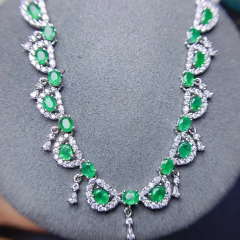 Натуральный изумруд, ювелирные изделия из стерлингового серебра 925 пробы, женское ювелирное ожерелье, женская роскошная зеленая Рождественская доставка БЕСПЛАТНО