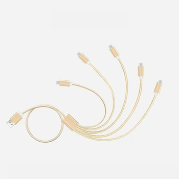 Не спутывающийся зарядный кабель USB-5xMicro USB в нейлоновой оплетке, кабель для зарядки, провод для надежного и длительного использования