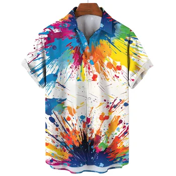 Новая гавайская рубашка для мужчин, Летняя рубашка с лацканами, короткий рукав, 3D принт, Модная уличная одежда, Дизайнерская одежда, Рубашки оверсайз