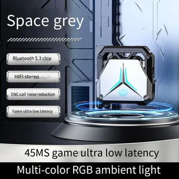 Новая гарнитура Bluetooth 5.3, беспроводная гарнитура, двухрежимная игровая гарнитура, Hi-Fi Стерео шумоподавление, серый цвет