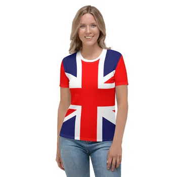 Новая женская футболка Union Jack с 3D Британским принтом, топы и тройники с коротким рукавом, уличная женская футболка, модная женская одежда