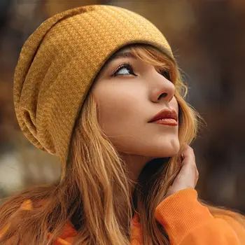 Новая модная женская Осенне-зимняя вязаная шапка-бини, повседневные теплые шапки, модный пуловер, шапка