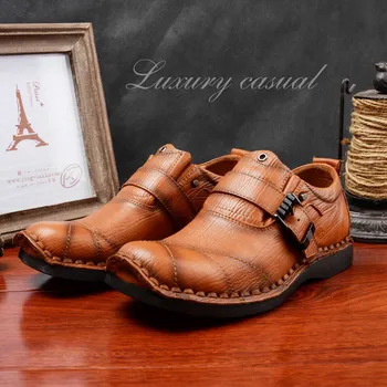 Новая повседневная мужская обувь роскошного бренда из натуральной кожи, модная мужская черно-коричневая обувь для ходьбы, мужская обувь Hidden Hee